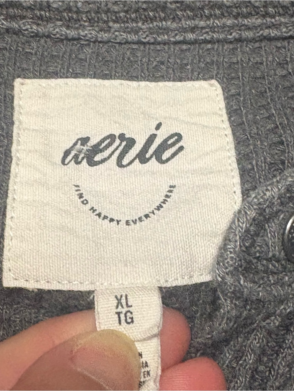 Aerie Women’s XL Slate Grey Waffle-Knit Button-Up Shirt - Picture 5 of 14